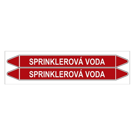 Značení potrubí, sprinklerová voda,2 ks, 450 × 52 mm